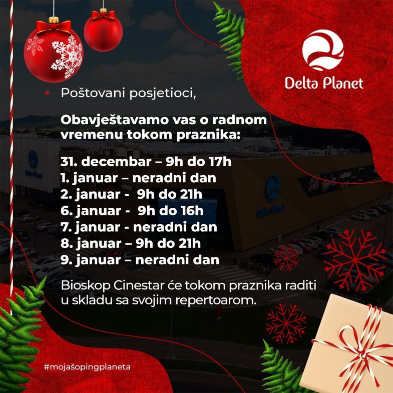 Delta Planet - Obavještenje o neradnim danima decembar 2021 